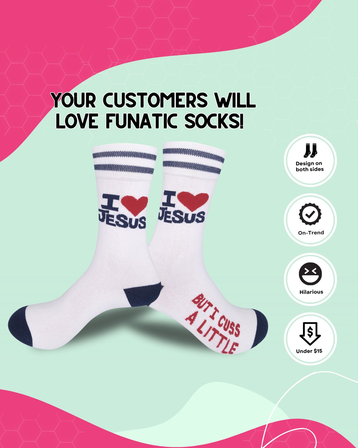 I Love Jesus (But I Cuss a Little) Socks | Funny Socks - HER Home Design Boutique